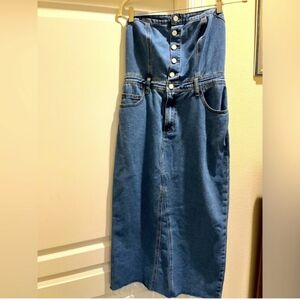 Sincerely Jules denim strapless dress Cowboy Western- Bey Chic - Yellowstone med